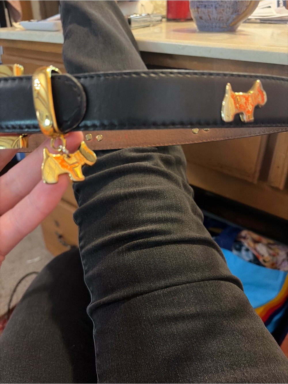 Vintage Dog Black and Gold terrier belt - Picture 4 of 12